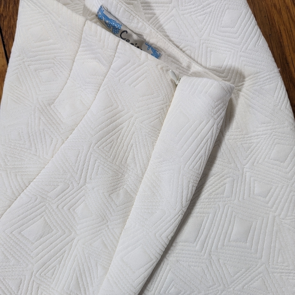Cecico All White Asymmetrical Embroidered Classic Preppy Pencil Miniskirt - Picture 4 of 6